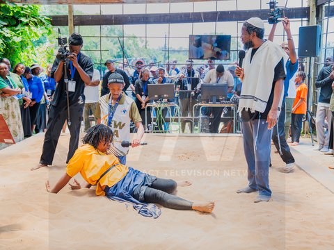 A moment of ministry during a gathering