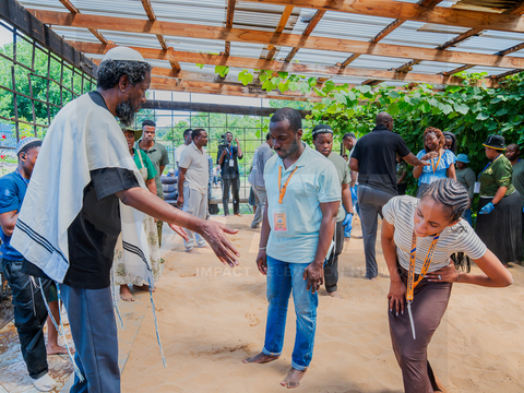 Prayer during a ministry gathering