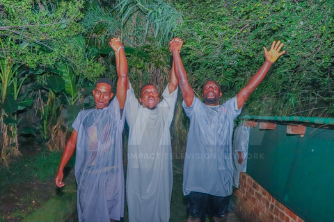Participants celebrating after baptism